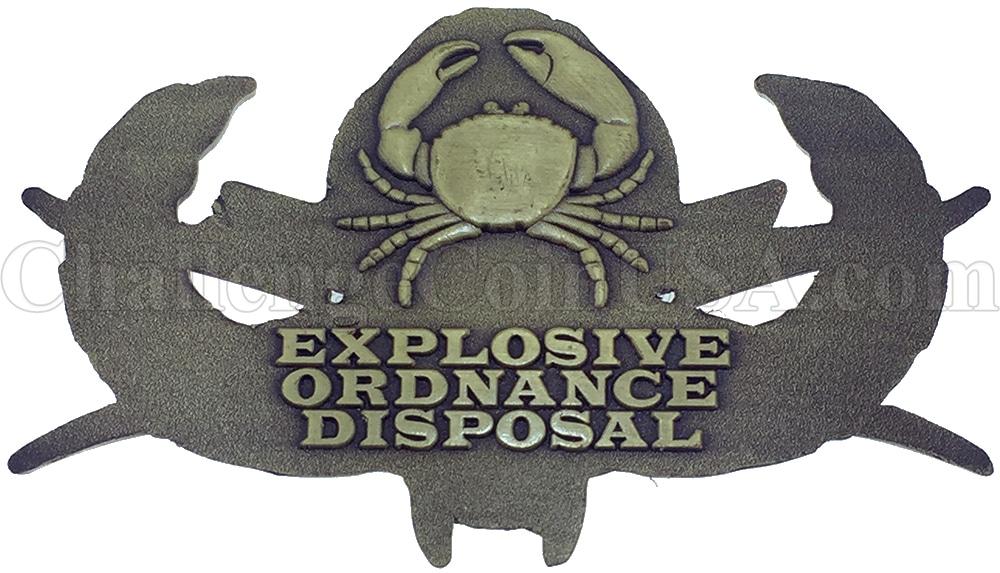 EOD Crab Logo - ChallengeCoinUSA Explosive Ordnance Disposal Custom Skull Coin in 3D.