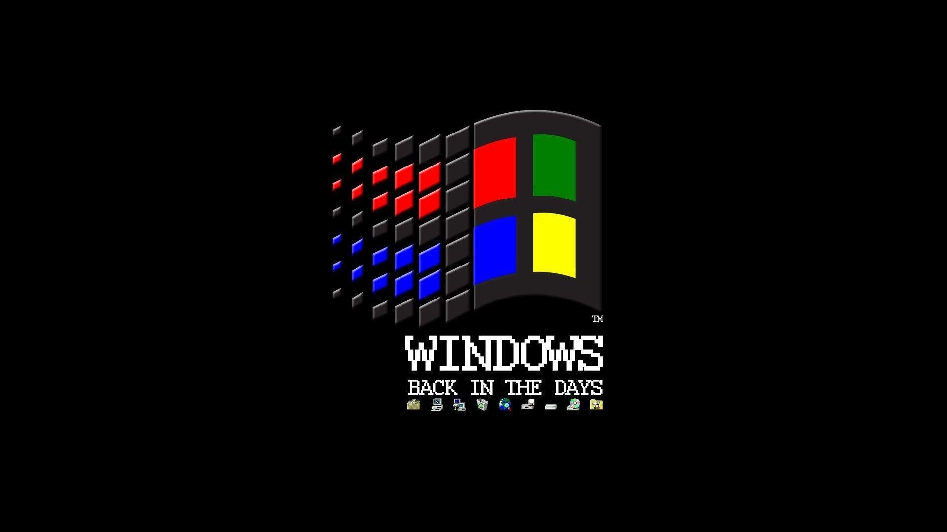 Old MS Logo - logo, #black background, #Microsoft Windows, #vintage, #internet