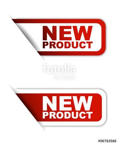 New Product Logo - red vector paper element sticker new product in two variant