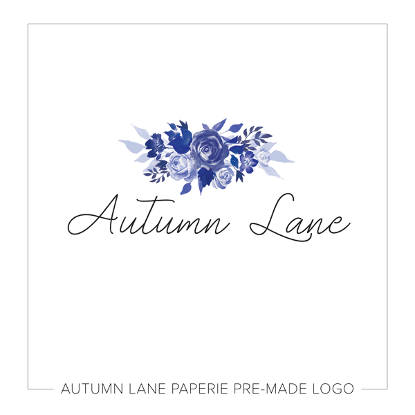 Blue Floral Logo - Blue Floral Bundle Logo H94 | Autumn Lane Paperie