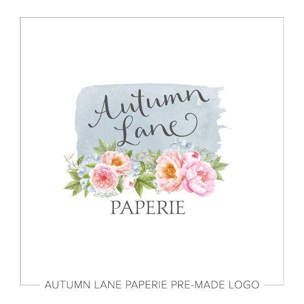 Blue Floral Logo - Pink Floral Logo with Blue Watercolor