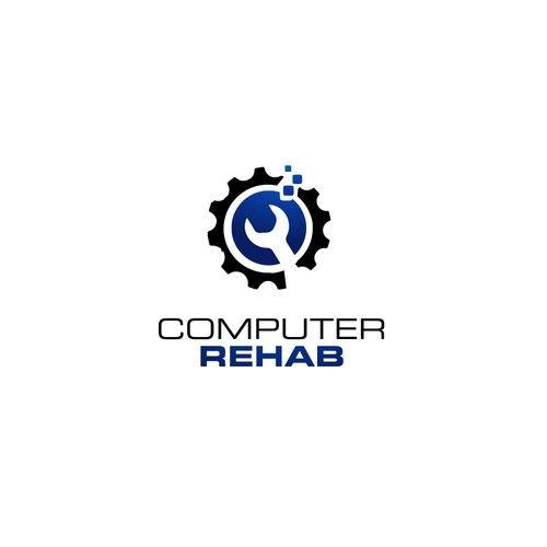 Computer Repair Logo - Computer Rehab. Computer Repair Shop. Nice Branding Icon Picture