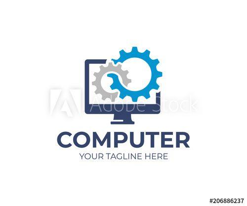 Computer Repair Logo - Computer repair logo template. Software development vector design ...
