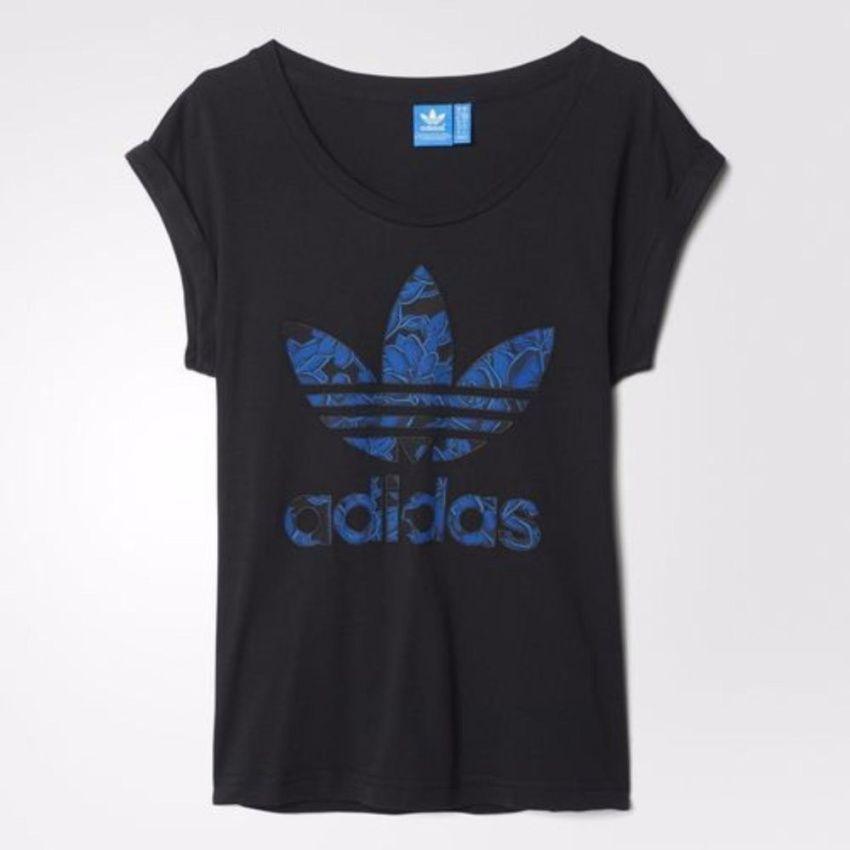 Blue Floral Logo - up to 65% off Womens Adidas Originals Blue Floral Logo Graphic Tee ...