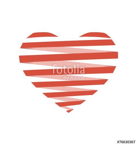 Spiral Heart Logo - Red flat Spiral heart like origami isolated on white background ...