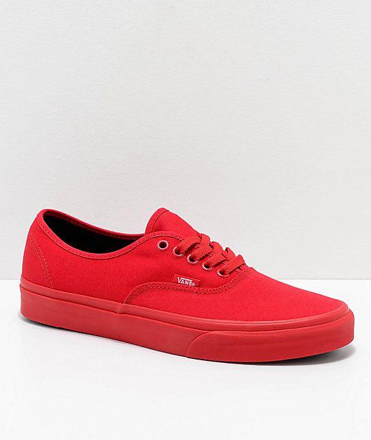 Black and Red Vans Logo - Vans Authentic True Red & Black Skate Shoes