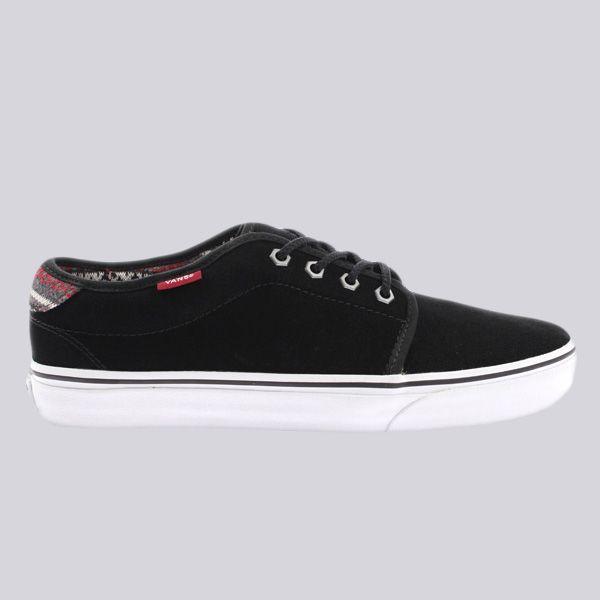 Black and Red Vans Logo - Vans 159 Vulcanized Trainers Nordic Black Biking Red | Vans Footwear