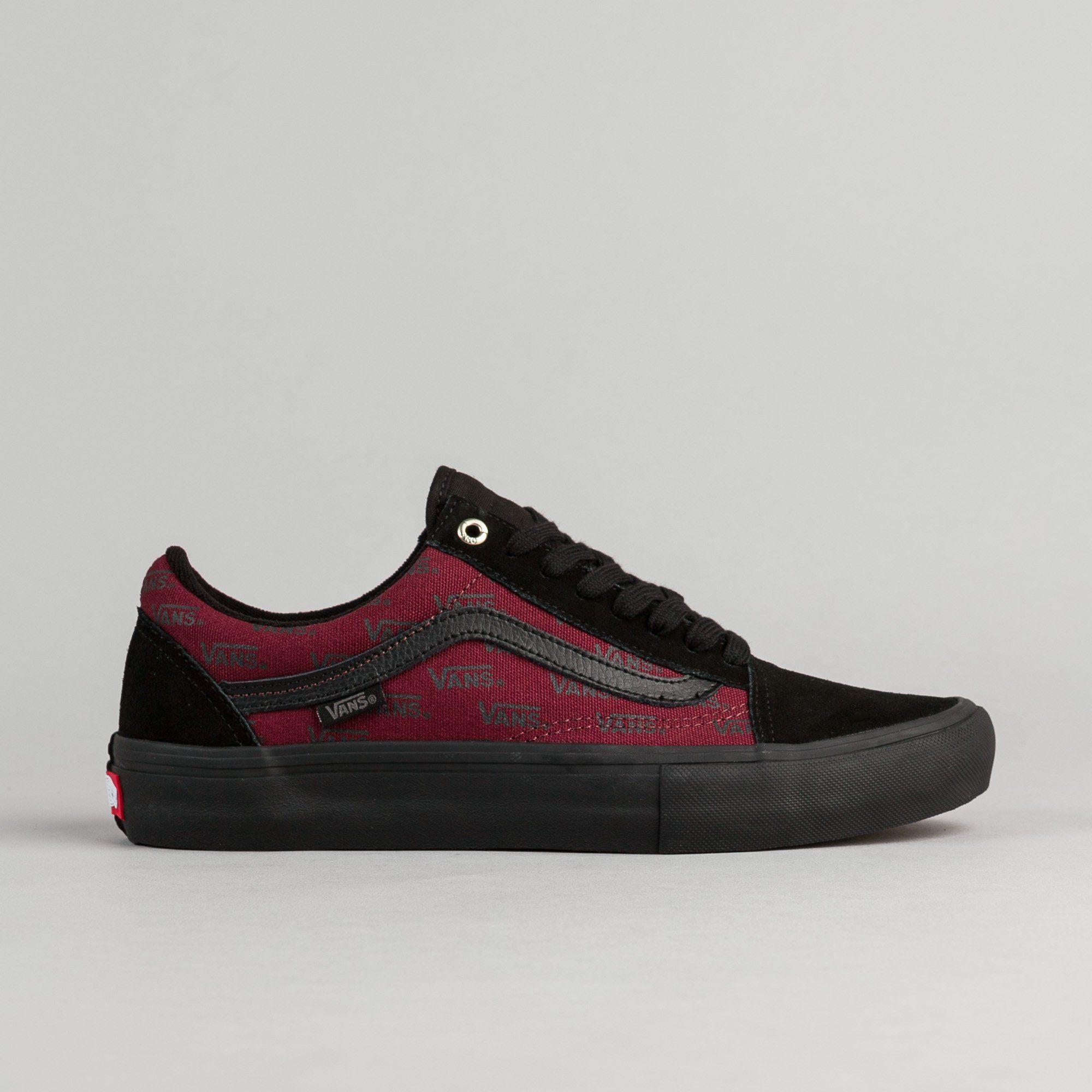 Black and Red Vans Logo - Vans Old Skool Pro Shoes - Port Royale / Black | Flatspot