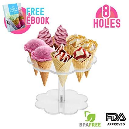 Waffle Cone Logo - Amazon.com: Ice Cream Cone Holder Stand with 8 Holes Capacity, Clear ...