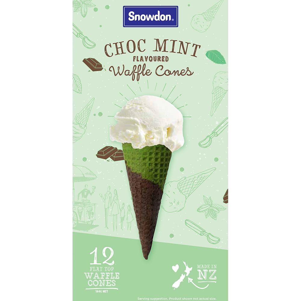 Waffle Cone Logo - Snowdon Choc Mint Flavoured Waffle Cones - Snowdon Ice Cream Cones