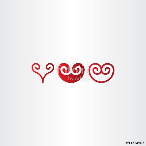 Spiral Heart Logo - Red Spiral Heart Icon Set Vector Stock Image And Royalty Free