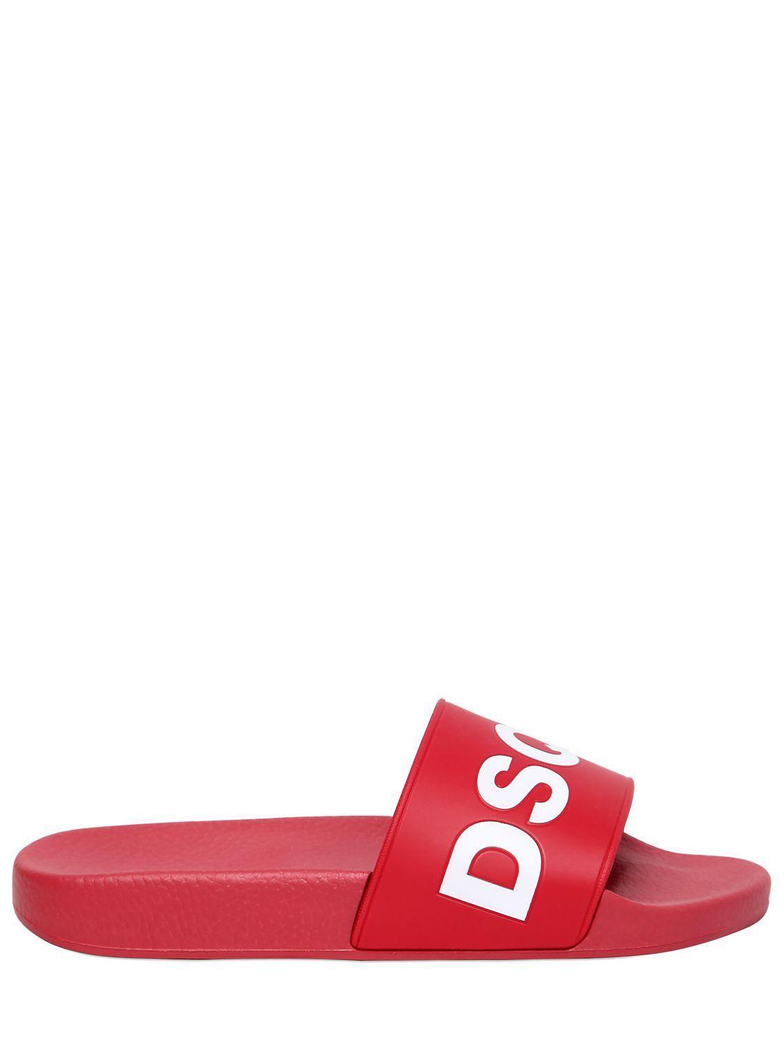 Dune Logo - DSquared² Dune Logo Rubber Slide Sandals in Red