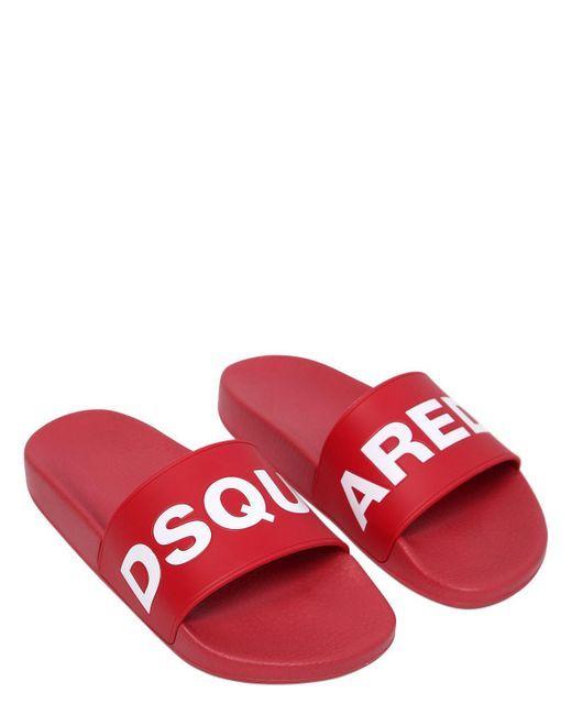 Dune Logo - DSquared² Dune Logo Rubber Slide Sandals in Red