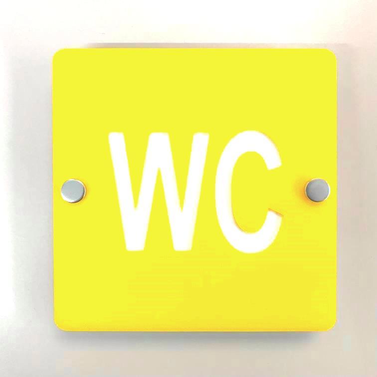 Yellow Square Logo - Square WC Toilet Sign & White Gloss Finish