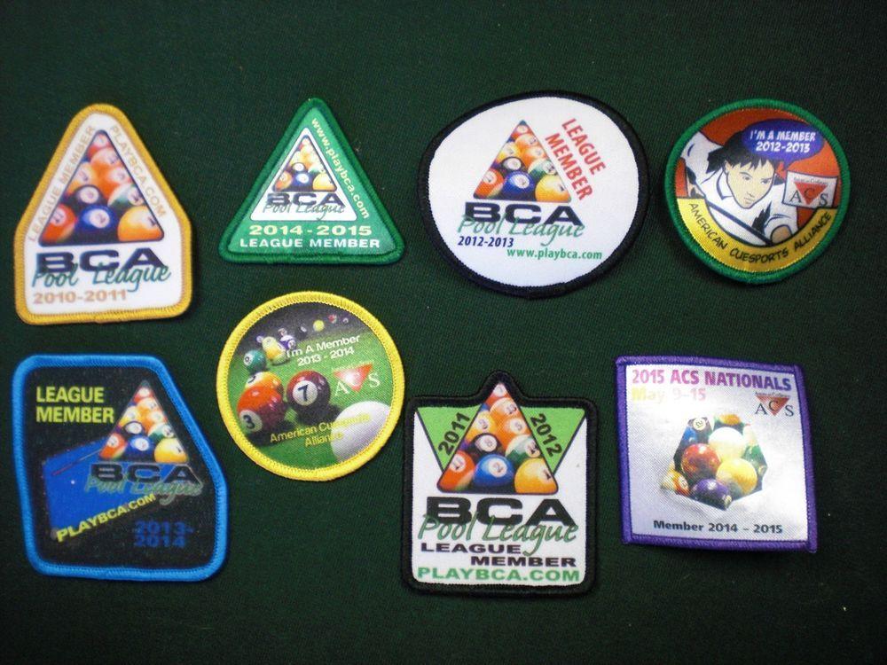 ACS Pool Logo - Lot of 8 Billiard Pool league player patches BCA 8 Patch collection