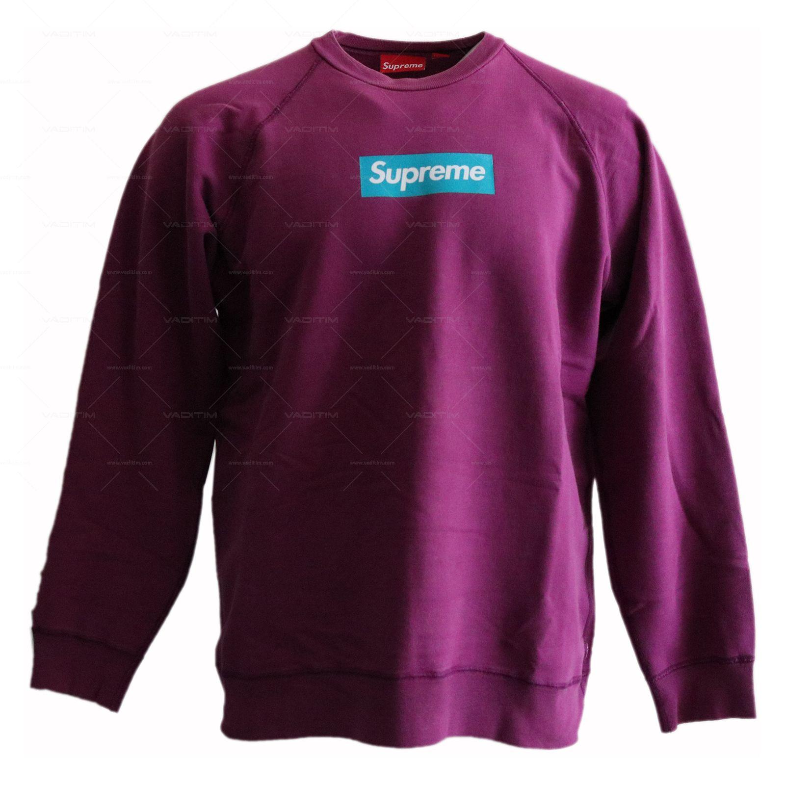 Purple Box Logo - Teal On Purple Box Logo Crewneck - Supreme