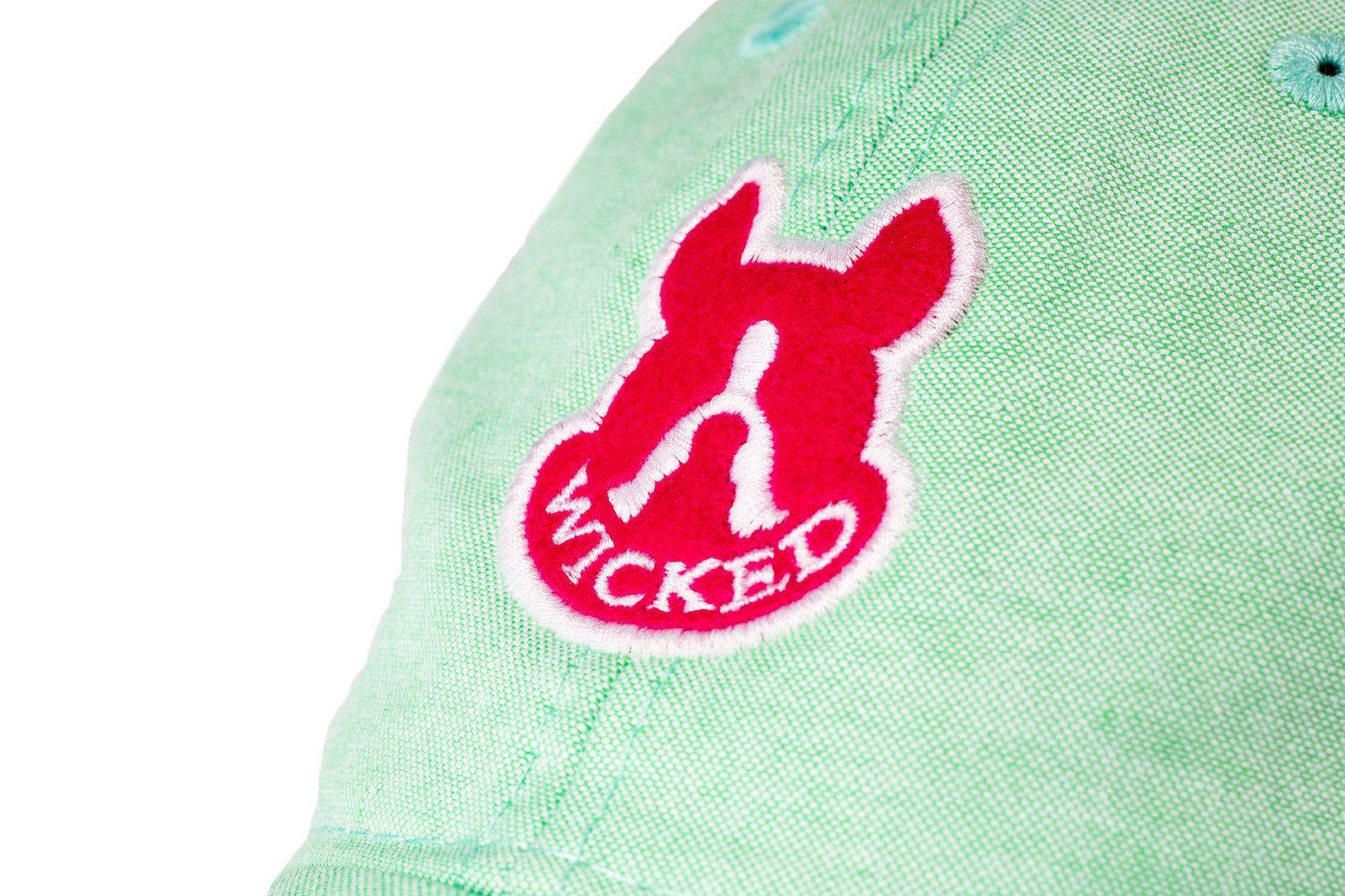 Lime Green Logo - Adjustable Lime Green Linen Hat Hot Pingk Logo — Wicked Dog Apparel
