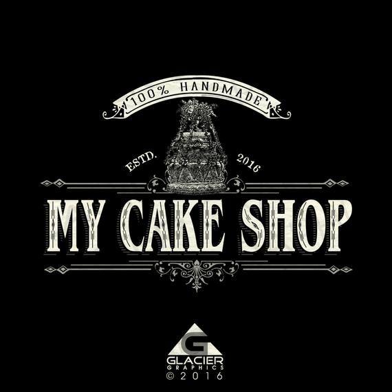 Victorian Black and White Logo - Victorian Bakery Logo Premade Cupcake Logo Cake Shop Custom