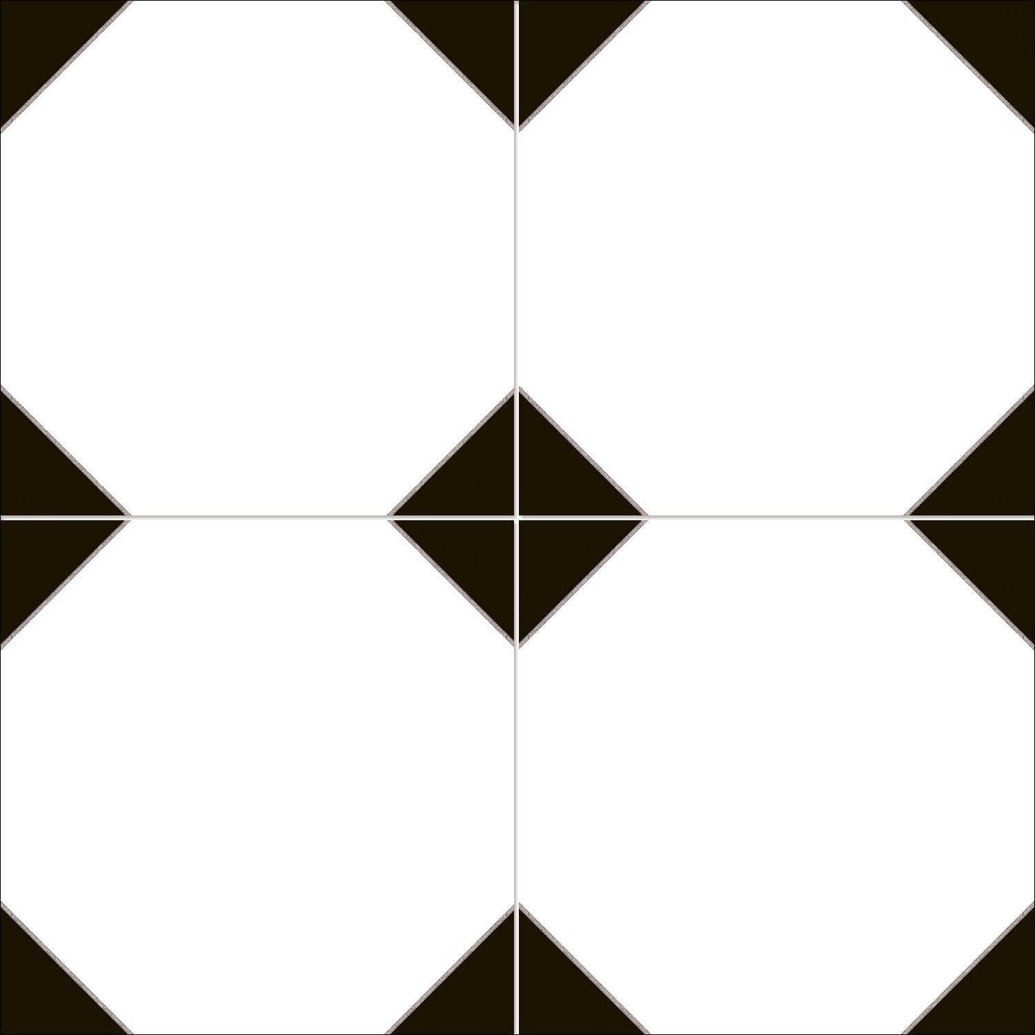 Victorian Black and White Logo - Victorian Black & White Octagonal Floor Tile