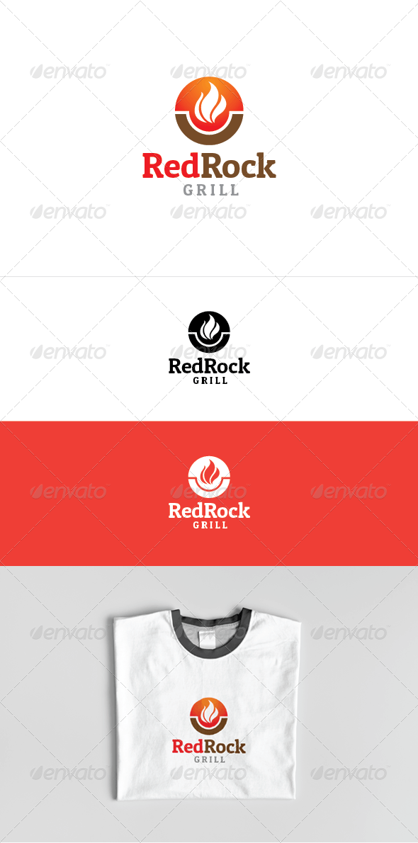 Red and Orange Restaurant Logo - Red Rock Grill Logo Template — Photoshop PSD #orange #vector ...