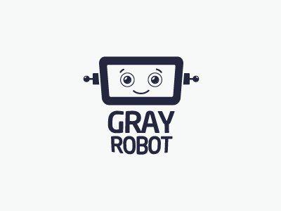 Cool Robot Logo - Gray robot. logo inspiration. Logo design, Robot logo, Logos