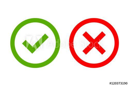 Red Circle White X Logo - Tick and cross signs. Green checkmark OK and red X icons, isolated