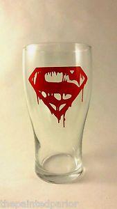Bleeding Superman Logo - Bleeding Superman Logo Beer Glass DC Comics Birthday Present ...