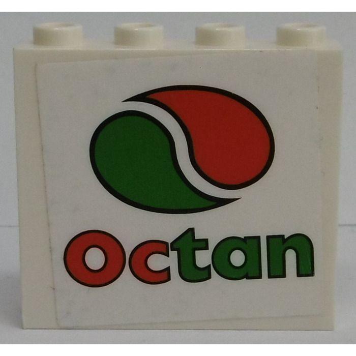 Red Circle White X Logo - LEGO White Panel 1 x 4 x 3 with 'Octan' and Green and Red Circle ...