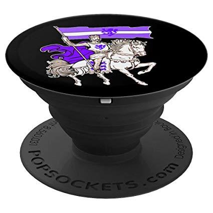 Purple Lion Logo - Medieval Knight In Purple Lion Symbol Gear On White