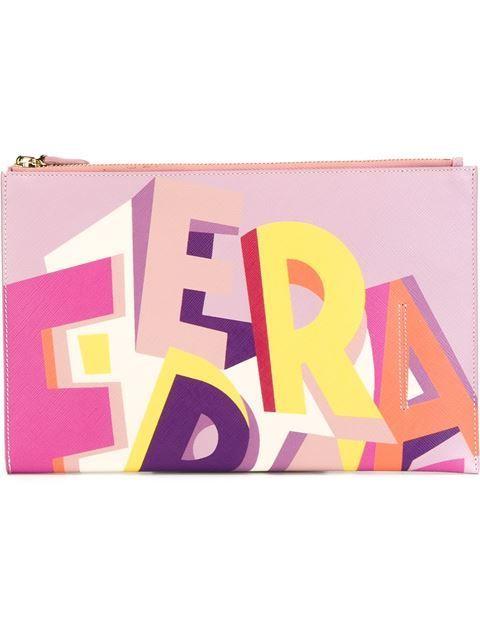 Feragamo Logo - SALVATORE FERRAGAMO Logo Letters Clutch. #salvatoreferragamo #bags