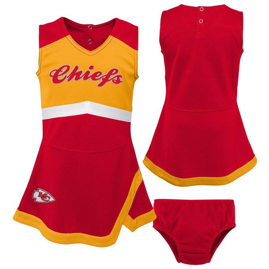 Red and Yellow Cheer Logo - Girls Toddler Kansas City Chiefs Red Yellow Cheer Captain Jumper Dress