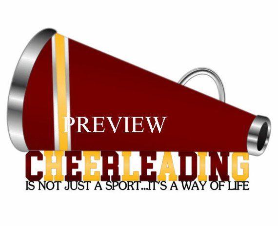 Red and Yellow Cheer Logo - Cheerleading Megaphone clip art, MANY COLORS, maroon yellow gold