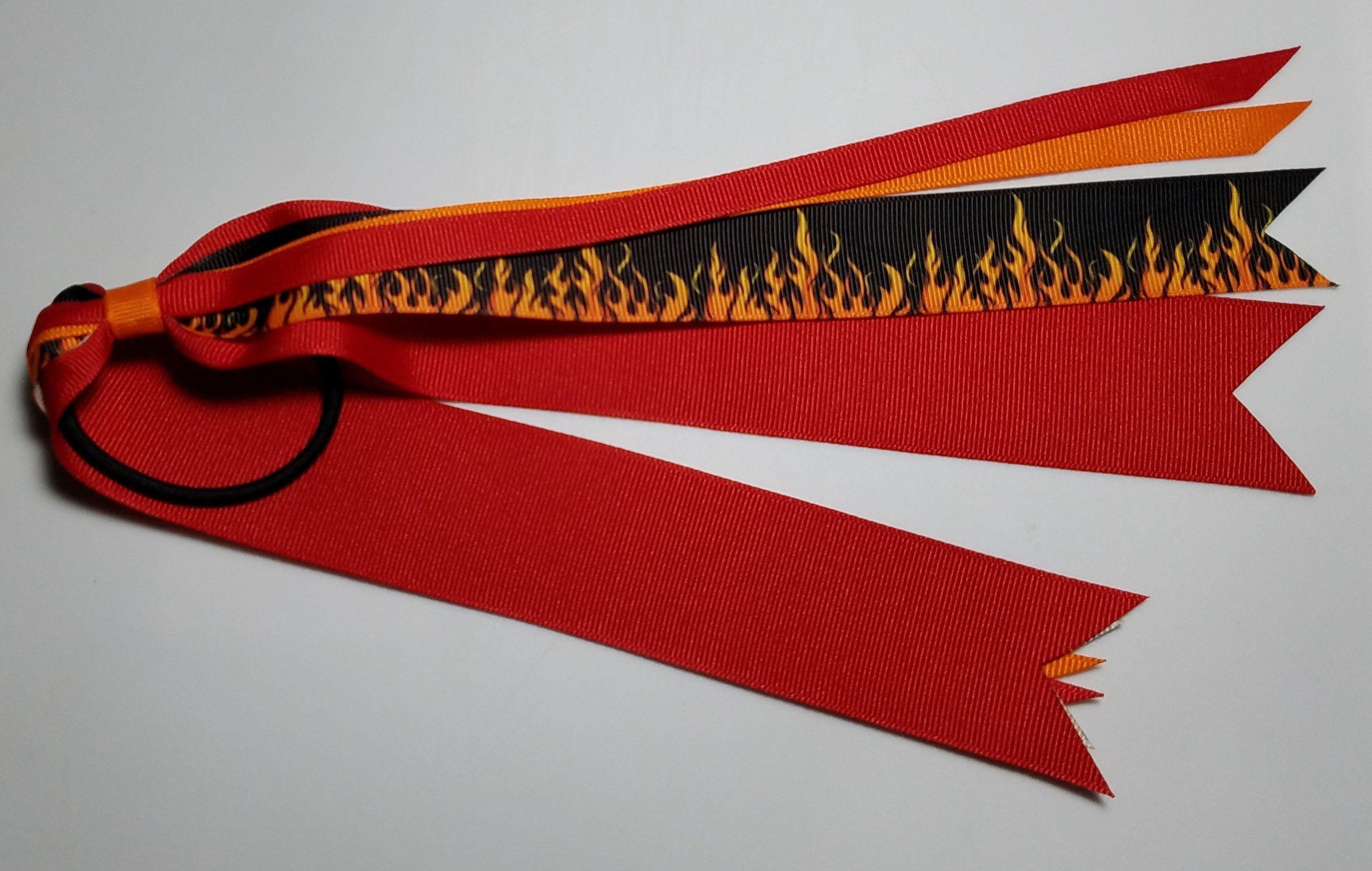 Red and Yellow Cheer Logo - Fire Ponytail Holder, 9