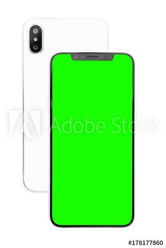 Phone Background of Green with White Logo - New smart phone concept with big green chroma key touch screen to