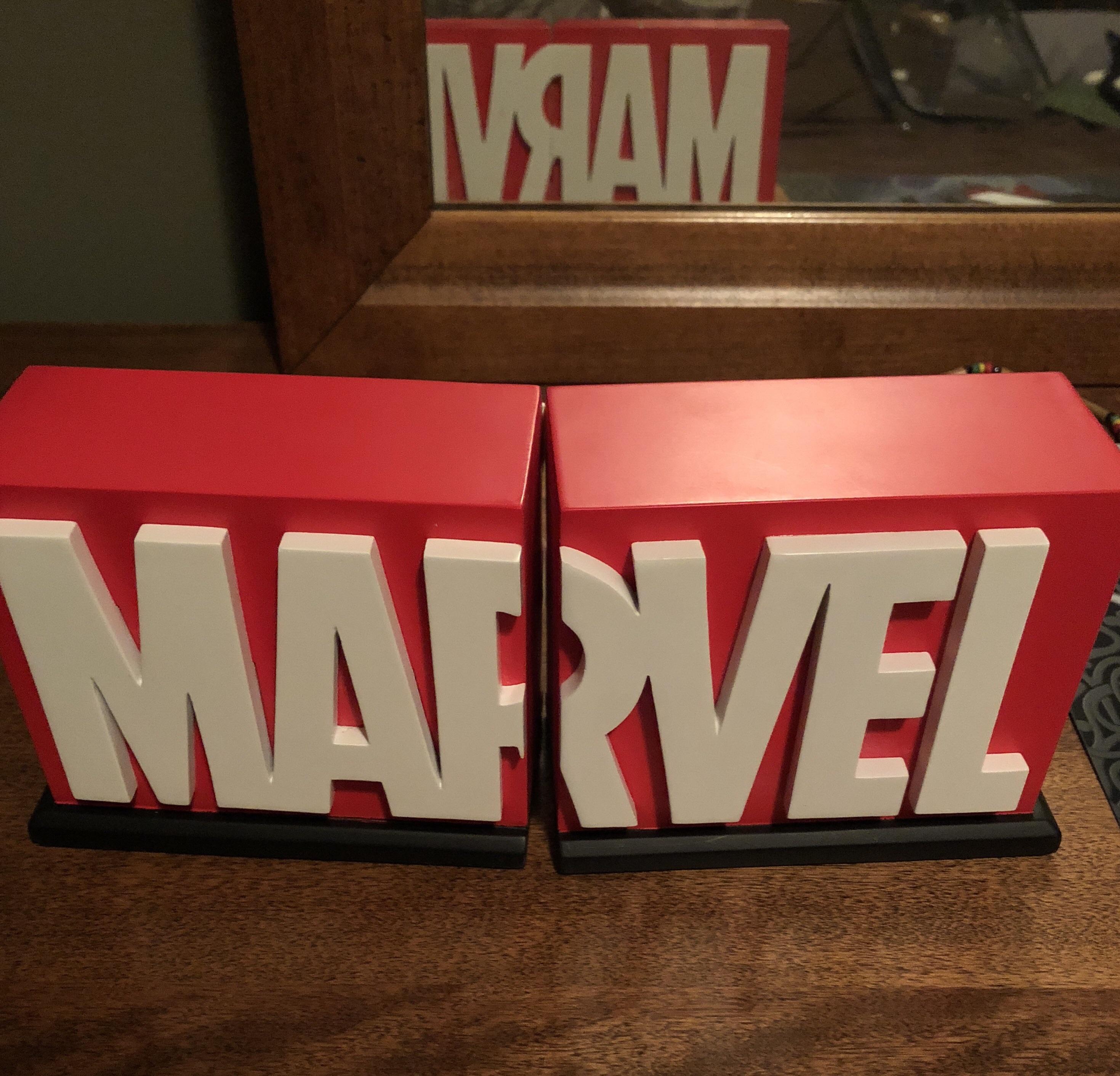 New Marvel Logo - New Marvel Logo bookends by Gentle Giant. These things are quality ...