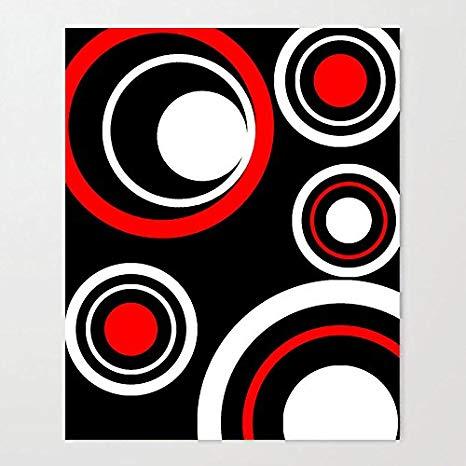 Red Circle White X Logo - DKISEE Black White and Red Circle Pattern Art Print