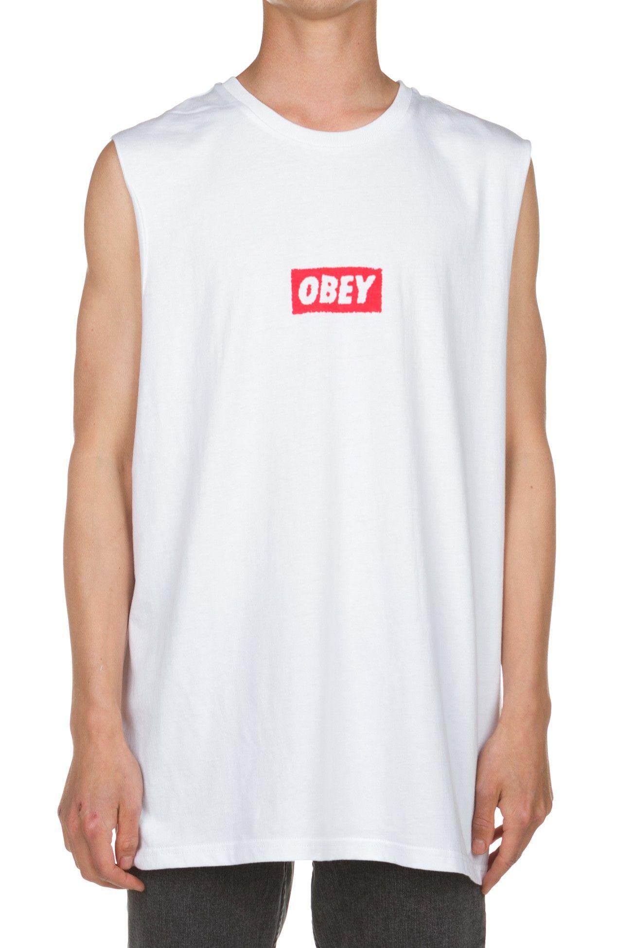 White Pyramid Logo - Buy the Obey Pyramid Logo Muscle in White | Obey Clothing