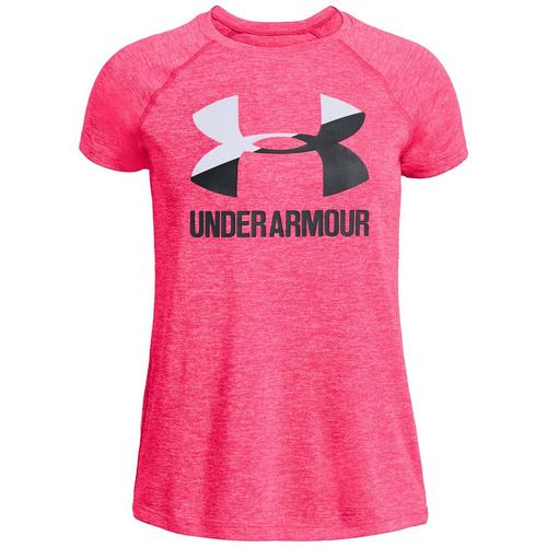 Neon Under Armour Cool Logo - Under Armour Big Girls Novelty Big Logo Heather Crew T-Shirt ...