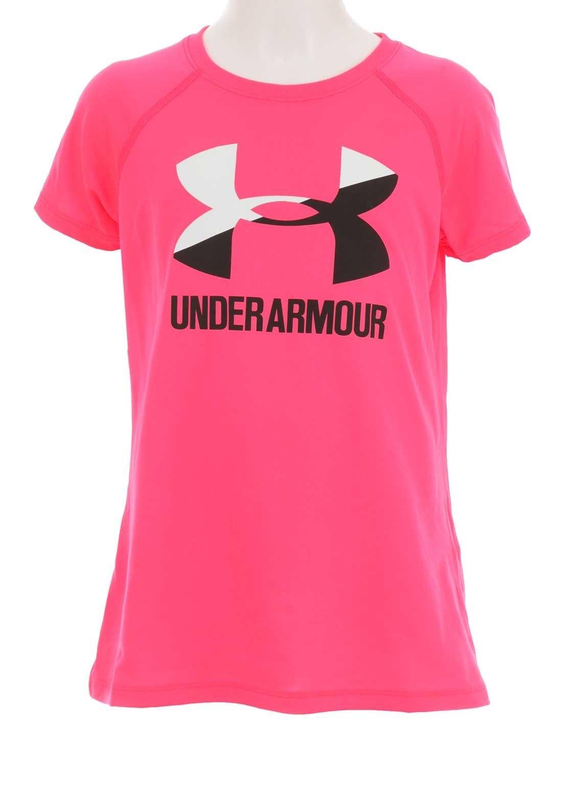 Neon Under Armour Cool Logo - Under Armour Girls UA Logo T Shirt, Neon Pink