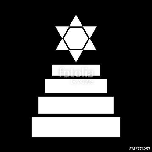 White Pyramid Logo - Vector white pyramid flat icon with david star Stock image