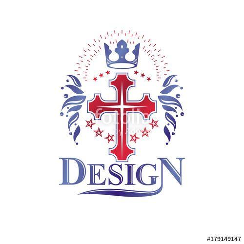 Beautiful Cross Logo - Cross Religious graphic emblem created using imperial crown