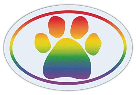 Rainbow Oval Logo - Oval Shaped Pet Magnets: RAINBOW PAW (Dogs, Cats, LGBT) | Cars ...