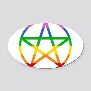 Rainbow Oval Logo - Rainbow Pentagram Car Magnets - CafePress
