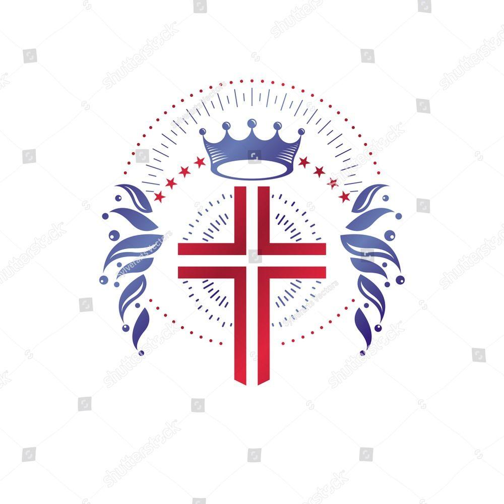 Beautiful Cross Logo - Cross Religious graphic emblem created using imperial crown