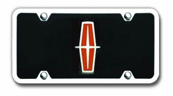 Red Lincoln Logo - Lincoln Red Logo Black License Plate - Vanity Tag - With Chrome ...