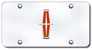 Red Lincoln Logo - 3D Chrome & Red Lincoln Logo Stainless Steel License Plate XXXLIN V
