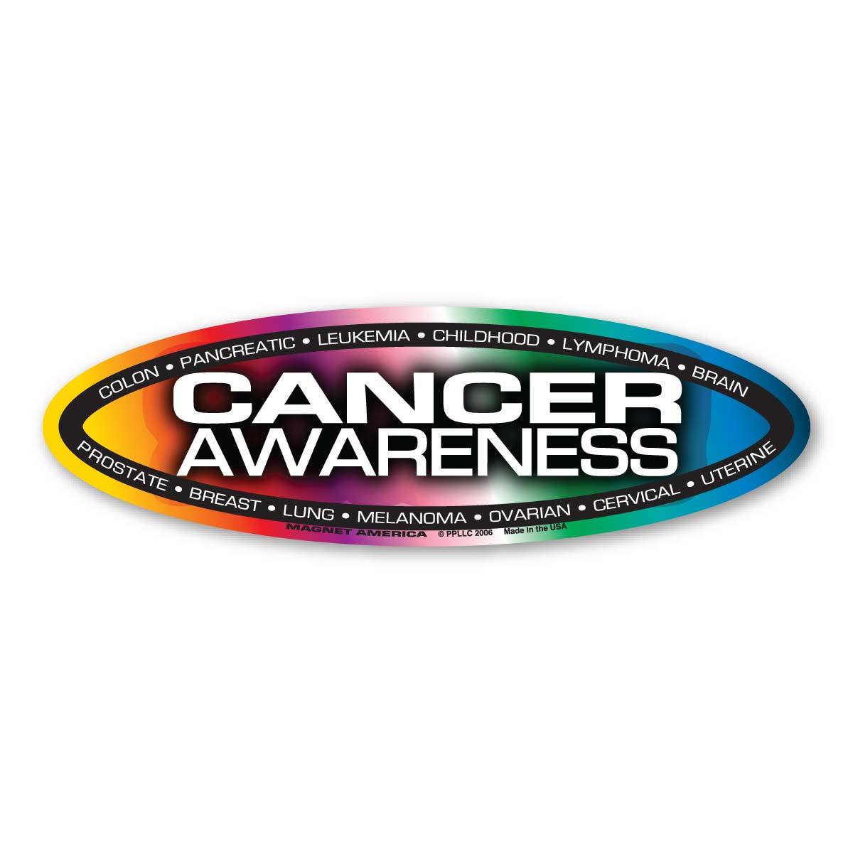 Rainbow Oval Logo - Cancer Awareness Rainbow Slim Oval Decal | Magnet America
