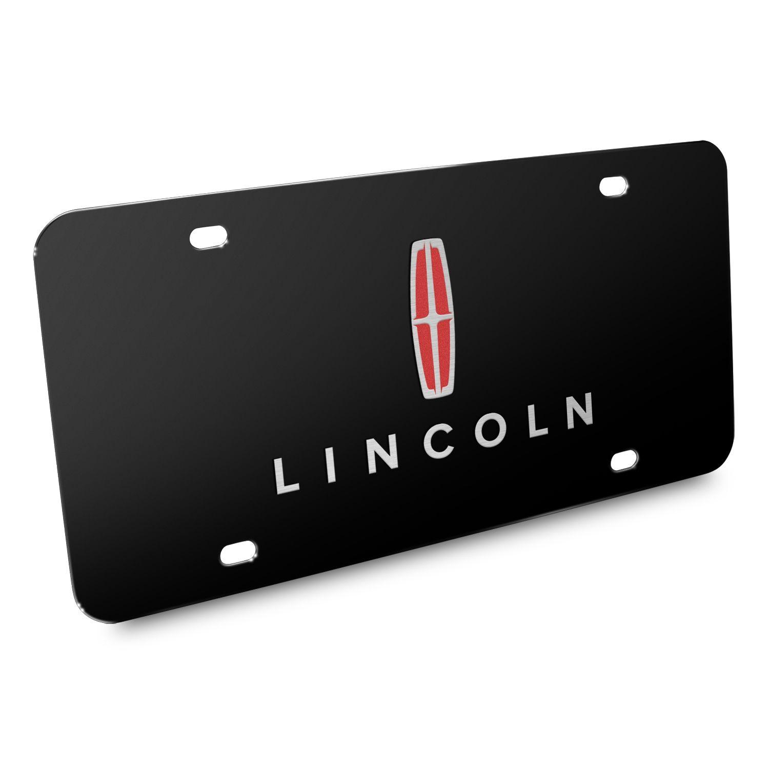 Red Lincoln Logo - Lincoln in Red 3D Dual Logo Black Stainless Steel License Plate ...