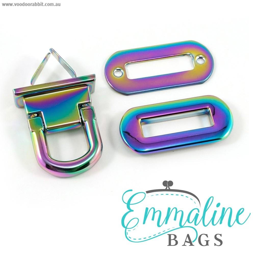 Rainbow Oval Logo - Emmaline Bags Oval Flip Lock Iridescent Rainbow | Alternative cool ...