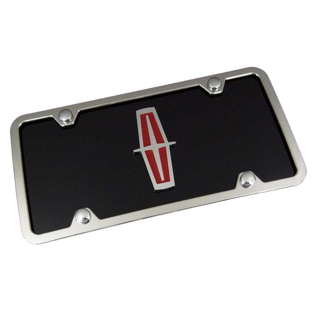 Red Lincoln Logo - Amazon.com: Lincoln Chrome Logo W/ Red Fill On Black License Plate + ...